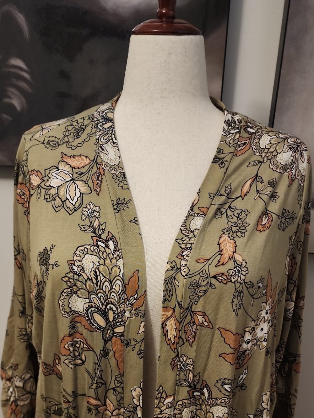 Lane Bryant Olive Floral Trim Cardigan 18/20 NWOT